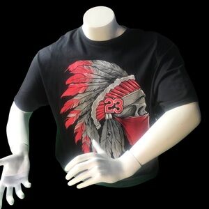 XL Black T-Shirt with Red and Gray Graphic